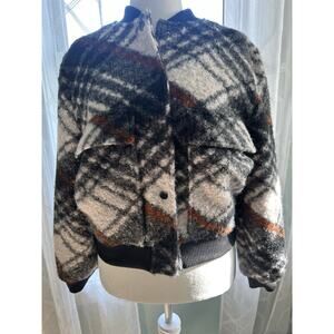New Women Melloday Buffalo Plaid Faux Fur Double Breasted Coat Outerwear Jacket